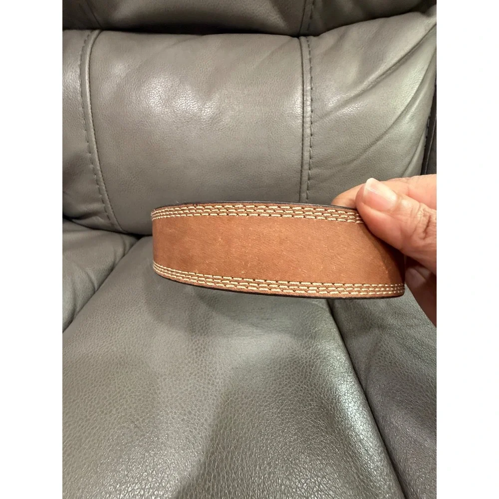 Wrangler Mens Tan‎ Brown Genuine Leather Belt Stitched Size 42 BW25352